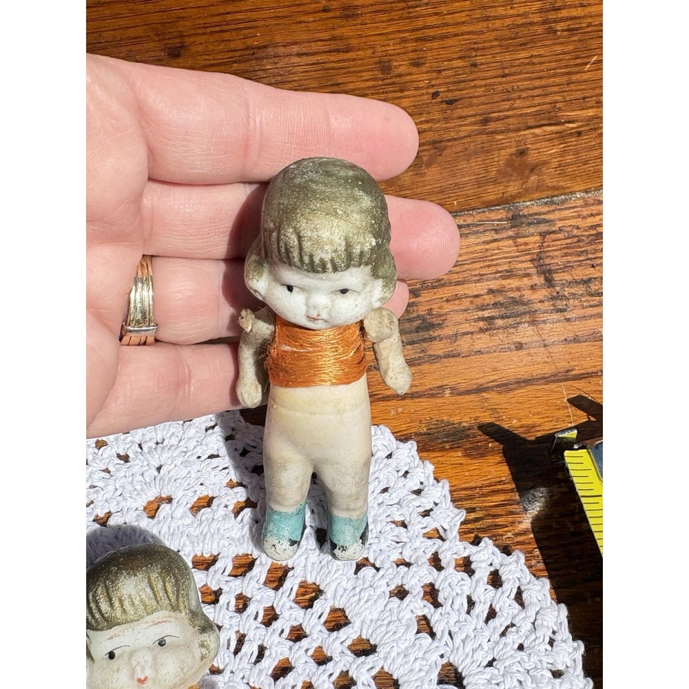 Antique Hinged Bisque Porcelain Dolls 4" Tall Set of 4 Japan Dionne? - Picture 11 of 16